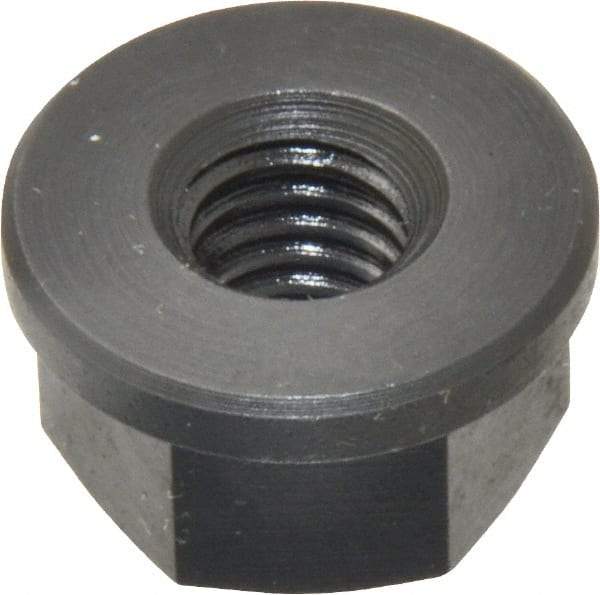 Jergens - 3/8-16, 7/8" Flange Diam, 1/2" High, 11/16" Across Flats, Flange Nut - Grade Low Carbon Steel Steel, Black Oxide Finish, 1/8" Flange Height, TCMA - Exact Tool & Supply