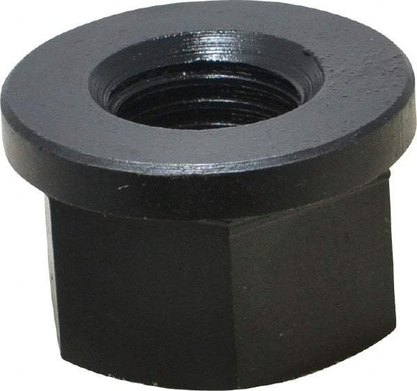 Jergens - 7/8-9, 1-3/4" Flange Diam, 1-1/8" High, 1-7/16" Across Flats, Flange Nut - Grade Low Carbon Steel Steel, Black Oxide Finish, 1/4" Flange Height, TCMA - Exact Tool & Supply