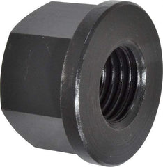 Jergens - 1-8, 2" Flange Diam, 1-1/4" High, 1-5/8" Across Flats, Flange Nut - Grade Low Carbon Steel Steel, Black Oxide Finish, 1/4" Flange Height, TCMA - Exact Tool & Supply