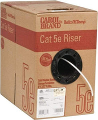 Made in USA - Cat5e, 24 AWG, 4 Wires, Unshielded Network & Ethernet Cable - White, Polyolefin, 1,000' OAL - Exact Tool & Supply