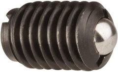 Jergens - 1/2-13, 0.281" Ball Diam, 3/4" Body Length, 0.072" Max Ball Reach, Threaded Ball Plunger - Steel Body, Stainless Steel Ball, 6 Lb Initial End Force, 30 Lb Final End Force, Locking Element - Exact Tool & Supply