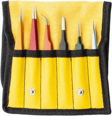 Aven - Stainless Steel Tweezer Set - 6 Piece - Exact Tool & Supply
