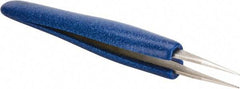 Aven - 4-3/4" OAL OO-SA Ergonomic Cushion Grip Tweezers - Straight, Strong, Regular Tips - Exact Tool & Supply