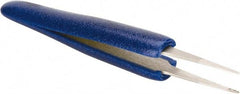 Aven - 4-3/4" OAL 2A-SA Ergonomic Cushion Grip Tweezers - Straight, Flat Tips - Exact Tool & Supply