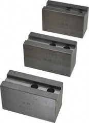 H & R Manufacturing - 1.5mm x 60° Serrated Attachment, Square Soft Lathe Chuck Jaw - 3 Jaws, Steel, 1.181" Btw Mount Hole Ctrs, 4" Long x 1-3/4" Wide x 2-1/2" High, 0.63" Groove, 12mm Fastener - Exact Tool & Supply