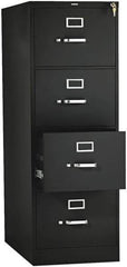 Hon - 15" Wide x 52" High x 26-1/2" Deep, 4 Drawer Vertical File with Lock - Steel, Black - Exact Tool & Supply