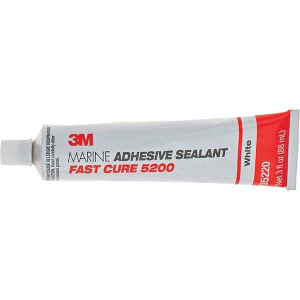 3M - 3 oz Tube White Polyurethane Marine Adhesive Sealant - 190°F Max Operating Temp, 60 min Tack Free Dry Time - Exact Tool & Supply