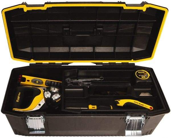 Stanley - 1 Tray Tool Box - 28" Wide x 12-1/4" Deep x 11-1/2" High, Polypropylene Resin, Black - Exact Tool & Supply
