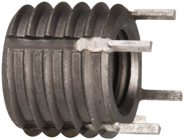 Jergens - M10x1.50 Internal, 5/8-11 External, Metric Coarse/UNC, 1/2" Insert Length, Solid Keylocking Thread Inserts - Carbon Steel, Zinc Phosphate Finish, Grade C1215, 6H Internal Class of Fit, 2A External Class of Fit, Use Tool 215-064845 - Exact Tool & Supply