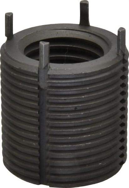 Jergens - 7/8-9 Internal, 1-1/4 - 12 External, UNC, 1-1/4" Insert Length, Heavy Duty Keylocking Thread Inserts - Carbon Steel, Zinc Phosphate Finish, Grade C1215, 2B Internal Class of Fit, 2A External Class of Fit, Use Tool 215-064710 - Exact Tool & Supply