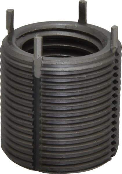 Jergens - 1-8 Internal, 1-3/8 - 12 External, UNC, 1-3/8" Insert Length, Heavy Duty Keylocking Thread Inserts - Carbon Steel, Zinc Phosphate Finish, Grade C1215, 2B Internal Class of Fit, 2A External Class of Fit, Use Tool 215-064711 - Exact Tool & Supply