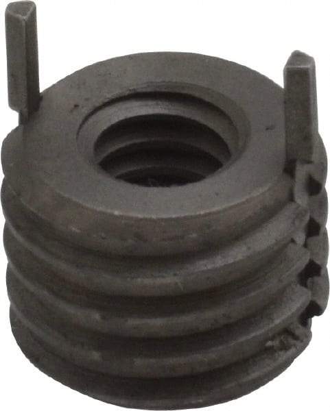 Jergens - 1/4-20 Internal, 1/2-13 External, UNC, 9.4mm Insert Length, Extra Heavy Duty Keylocking Thread Inserts - Carbon Steel, Zinc Phosphate Finish, Grade C1215, 2B Internal Class of Fit, 2A External Class of Fit, Use Tool 215-064734 - Exact Tool & Supply
