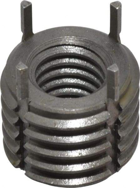 Jergens - 3/8-16 Internal, 5/8-11 External, UNC, 1/2" Insert Length, Extra Heavy Duty Keylocking Thread Inserts - Carbon Steel, Zinc Phosphate Finish, Grade C1215, 2B Internal Class of Fit, 2A External Class of Fit, Use Tool 215-064736 - Exact Tool & Supply