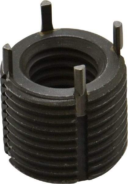 Jergens - 5/8-11 Internal, 1-12 External, UNC, 22mm Insert Length, Extra Heavy Duty Keylocking Thread Inserts - Carbon Steel, Zinc Phosphate Finish, Grade C1215, 2B Internal Class of Fit, 2A External Class of Fit, Use Tool 215-064740 - Exact Tool & Supply