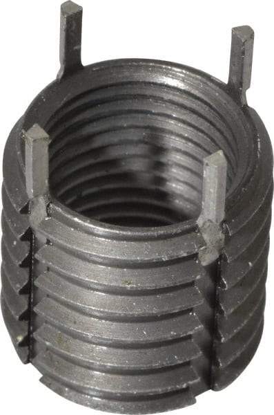 Jergens - 1/2-20 Internal, 5/8-11 External, UNF, 5/8" Insert Length, Thin Wall Keylocking Thread Inserts - Carbon Steel, Zinc Phosphate Finish, Grade C1215, 2B Internal Class of Fit, 2A External Class of Fit, Use Tool 215-064726 - Exact Tool & Supply