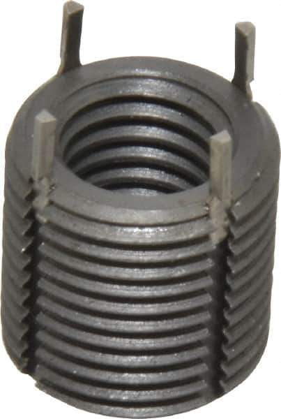 Jergens - M12x1.75 Internal, M18x1.50 External, Metric Coarse, 18mm Insert Length, Heavy Duty Keylocking Thread Inserts - Carbon Steel, Zinc Phosphate Finish, Grade C1215, 6H Internal Class of Fit, 6G External Class of Fit, Use Tool 215-064769 - Exact Tool & Supply