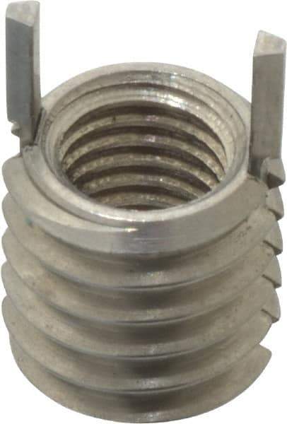 Jergens - 1/4-28 Internal, 3/8-16 External, UNF, 9.4mm Insert Length, Thin Wall Keylocking Thread Inserts - Stainless Steel, Passivated Finish, Grade 303, 2B Internal Class of Fit, 2A External Class of Fit, Use Tool 215-064722 - Exact Tool & Supply