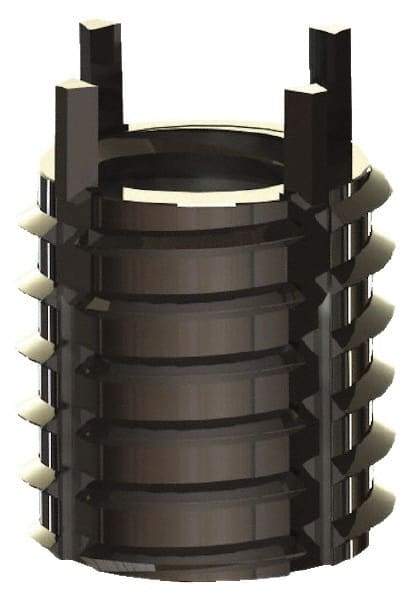 Jergens - 7/16-14 Internal, 3/4-16 External, UNC, 5/8" Insert Length, Extra Heavy Duty Keylocking Thread Inserts - Stainless Steel, Passivated Finish, Grade 303, 2B Internal Class of Fit, 2A External Class of Fit, Use Tool 215-064737 - Exact Tool & Supply