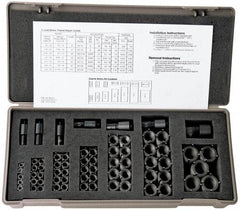 Jergens - 81 Inserts, #10-24 - 1/2-13 Internal Thread, #10-24, 1/4-20, 5/16-18, 3/8-16, 7/16-14, 1/2-13 UNC, Stainless Steel, Thread Repair Kit - 0.31, 0.37, 0.43, 0.5, 0.56, 0.62" Insert Length, Includes Installation Tool - Exact Tool & Supply
