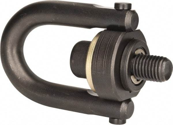 Jergens - 5,000 Lb Load Capacity Safety Engineered Center Pull Hoist Ring - 100 Ft/Lb Torque, 3/4 - 10 Thread, 4140 Alloy Steel, Black Oxide Finish - Exact Tool & Supply