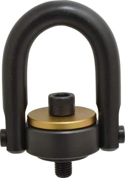 Jergens - 7,000 Lb Load Capacity Safety Engineered Center Pull Hoist Ring - 100 Ft/Lb Torque, 3/4 - 10 Thread, 4140 Alloy Steel, Black Oxide Finish - Exact Tool & Supply