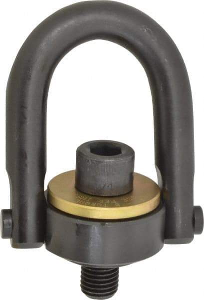 Jergens - 10,000 Lb Load Capacity Safety Engineered Center Pull Hoist Ring - 230 Ft/Lb Torque, 1-8 Thread, 4140 Alloy Steel, Black Oxide Finish - Exact Tool & Supply