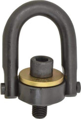 Jergens - 10,000 Lb Load Capacity Safety Engineered Center Pull Hoist Ring - 230 Ft/Lb Torque, 1-8 Thread, 4140 Alloy Steel, Black Oxide Finish - Exact Tool & Supply