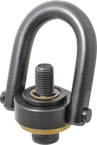 Jergens - 10,000 Lb Load Capacity Safety Engineered Center Pull Hoist Ring - 230 Ft/Lb Torque, 1-8 Thread, 4140 Alloy Steel, Black Oxide Finish - Exact Tool & Supply