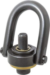 Jergens - 10,000 Lb Load Capacity Safety Engineered Center Pull Hoist Ring - 230 Ft/Lb Torque, 1-8 Thread, 4140 Alloy Steel, Black Oxide Finish - Exact Tool & Supply