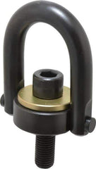 Jergens - 10,000 Lb Load Capacity Safety Engineered Center Pull Hoist Ring - 230 Ft/Lb Torque, 1-8 Thread, 4140 Alloy Steel, Black Oxide Finish - Exact Tool & Supply