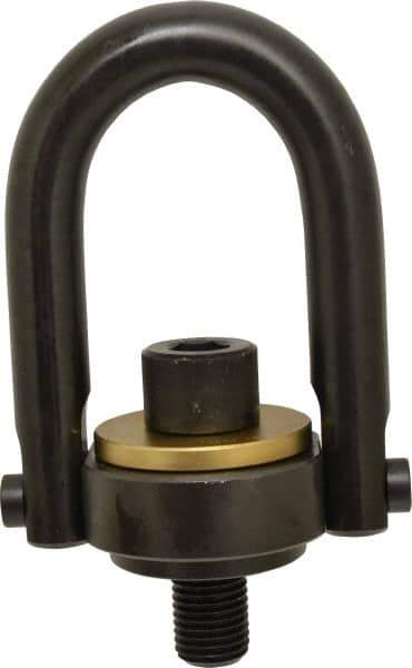 Jergens - 15,000 Lb Load Capacity Safety Engineered Center Pull Hoist Ring - 470 Ft/Lb Torque, 1-1/4 - 7 Thread, 4140 Alloy Steel, Black Oxide Finish - Exact Tool & Supply