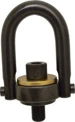 Jergens - 15,000 Lb Load Capacity Safety Engineered Center Pull Hoist Ring - 470 Ft/Lb Torque, 1-1/4 - 7 Thread, 4140 Alloy Steel, Black Oxide Finish - Exact Tool & Supply