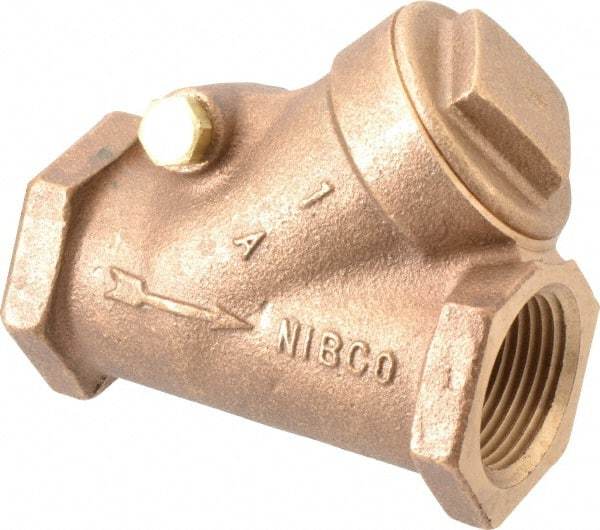 NIBCO - 1" Bronze Check Valve - Y-Pattern, FNPT x FNPT, 200 WOG - Exact Tool & Supply