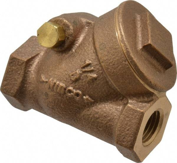NIBCO - 1/4" Bronze Check Valve - Y-Pattern, FNPT x FNPT, 200 WOG - Exact Tool & Supply