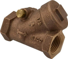 NIBCO - 1/2" Bronze Check Valve - Y-Pattern, FNPT x FNPT, 200 WOG - Exact Tool & Supply