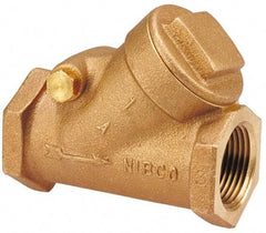 NIBCO - 1-1/2" Bronze Check Valve - Y-Pattern, FNPT x FNPT, 200 WOG - Exact Tool & Supply
