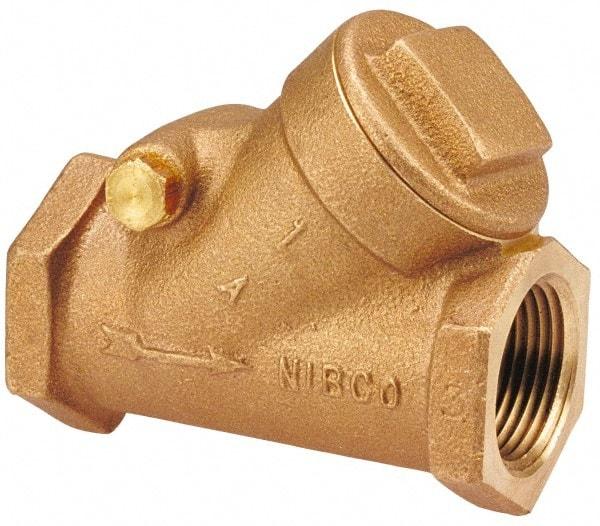 NIBCO - 1-1/4" Bronze Check Valve - Y-Pattern, FNPT x FNPT, 200 WOG - Exact Tool & Supply