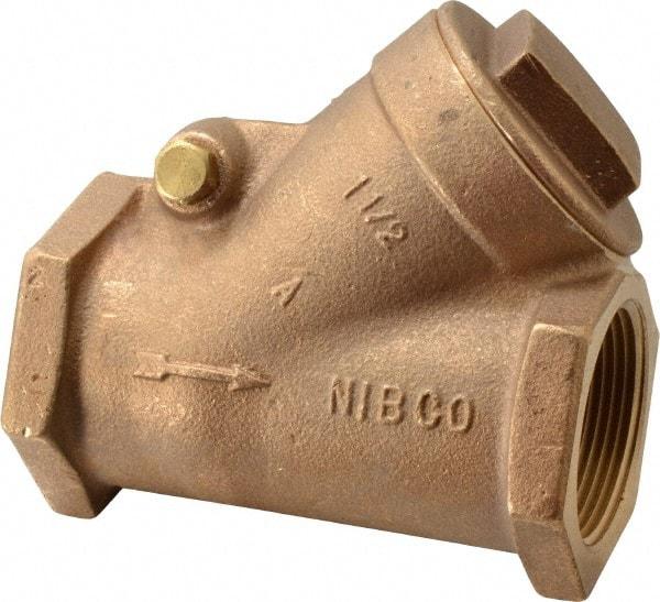 NIBCO - 1-1/2" Bronze Check Valve - Y-Pattern, FNPT x FNPT, 200 WOG - Exact Tool & Supply