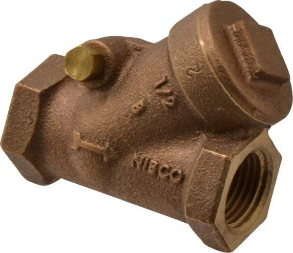 NIBCO - 1/2" Bronze Check Valve - Y-Pattern, FNPT x FNPT, 200 WOG - Exact Tool & Supply