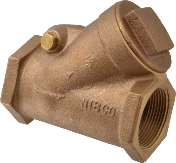NIBCO - 1-1/2" Bronze Check Valve - Y-Pattern, FNPT x FNPT, 300 WOG - Exact Tool & Supply