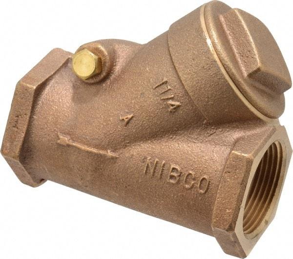 NIBCO - 1-1/4" Bronze Check Valve - Y-Pattern, FNPT x FNPT, 300 WOG - Exact Tool & Supply