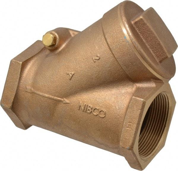 NIBCO - 2" Bronze Check Valve - Y-Pattern, FNPT x FNPT, 300 WOG - Exact Tool & Supply