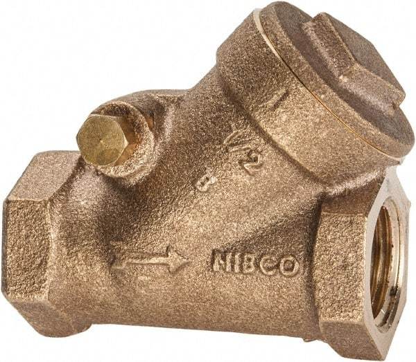 NIBCO - 1/2" Bronze Check Valve - Y-Pattern, FNPT x FNPT, 300 WOG - Exact Tool & Supply