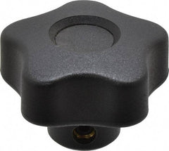 Elesa - 1.57" Head Diam, 5 Point Lobed Knob - 1/4" Hole, Thermoplastic, Black - Exact Tool & Supply