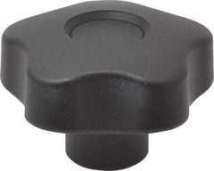 Elesa - 1.97" Head Diam, 5 Point Lobed Knob - 5/16-18 Hole, Thermoplastic, Black - Exact Tool & Supply