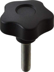 Elesa - 1.97" Head Diam, 5 Point Lobed Knob - 3/8-16 Stem, Thermoplastic, Black - Exact Tool & Supply