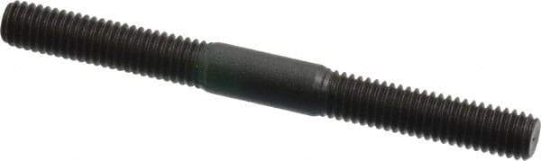 Jergens - M6x1.0 65mm OAL Equal Double Threaded Stud - Alloy Steel, Black Oxide Finish, 24mm Equal Thread Length, Metric - Exact Tool & Supply