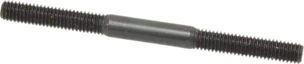 Jergens - M6x1.0 80mm OAL Equal Double Threaded Stud - Alloy Steel, Black Oxide Finish, 27mm Equal Thread Length, Metric - Exact Tool & Supply