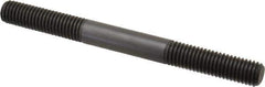 Jergens - M10x1.50 110mm OAL Equal Double Threaded Stud - Alloy Steel, Black Oxide Finish, 35mm Equal Thread Length, Metric - Exact Tool & Supply