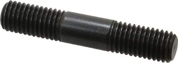 Jergens - M12x1.75 65mm OAL Equal Double Threaded Stud - Alloy Steel, Black Oxide Finish, 22mm Equal Thread Length, Metric - Exact Tool & Supply